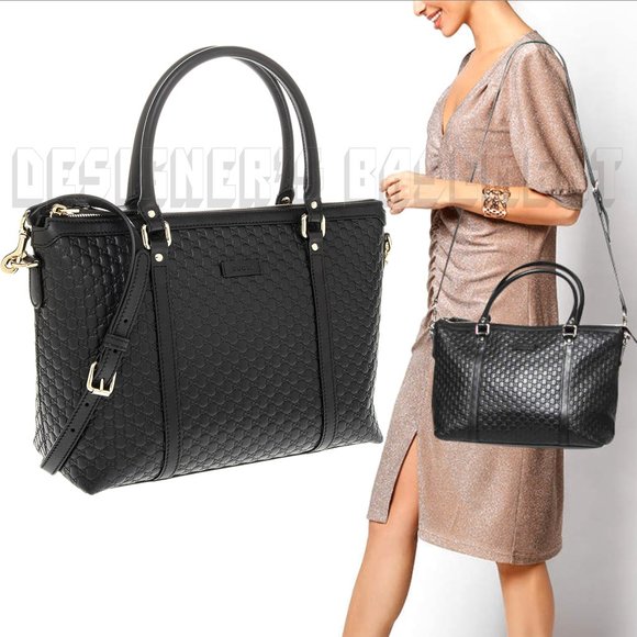 GUCCI black MICRO GUCCISSIMA leather Zip top Small TOTE shoulder Satchel bag NWT - Picture 8 of 9